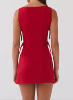 Valentina Red Buckle Cut-Out Mini Dress