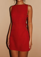 Valentina Red Buckle Cut-Out Mini Dress