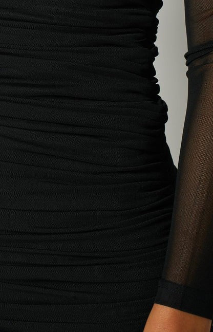 Vesna Noir Mesh Long-Sleeve Mini