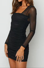 Vesna Noir Mesh Long-Sleeve Mini