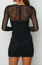 Vesna Noir Mesh Long-Sleeve Mini